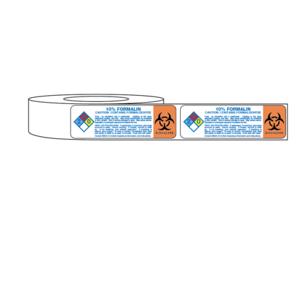 NEVS Label, 10% Formalin/Biohazard 15/16" x 3" L-6931